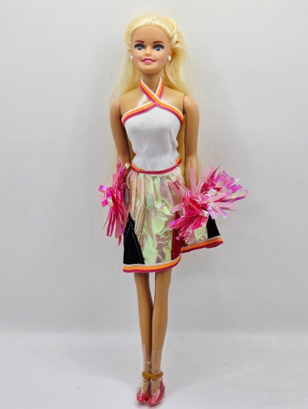 Blonde Cheerleader Fashion Doll 11.5” Iridescent Skirt Pom Poms New